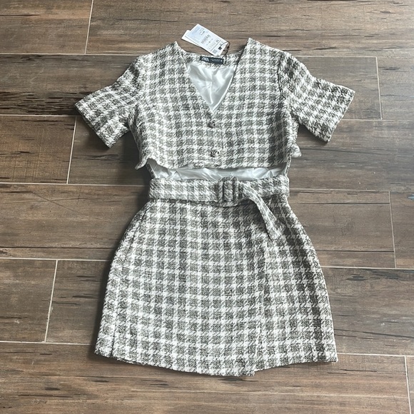 ZARA CUT OUT PLAID DRESS - Picture 4 of 15